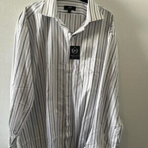 NWT Phat Farm white and grey striped button up shirt Size M #striped #menswear